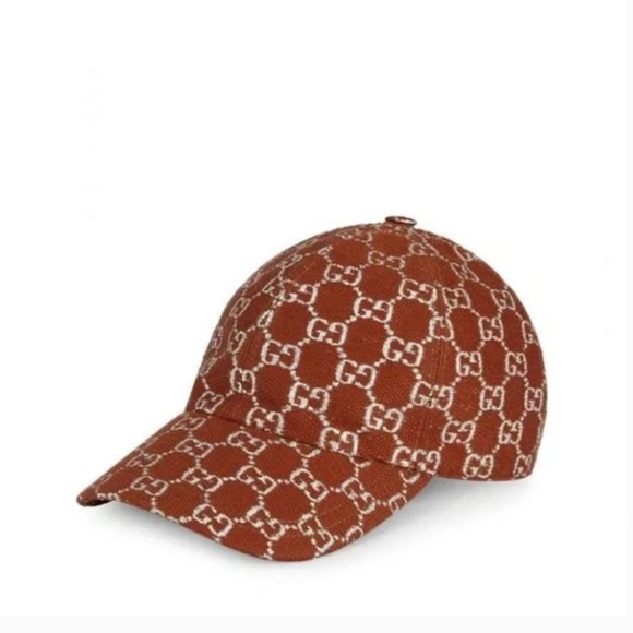 Gucci Accessories - Gucci Lame Shimmer GG Logo Wool Baseball Cap in Copper/Brown Unisex